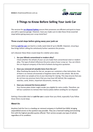 3 Things To Know Before Selling Your Junk Car