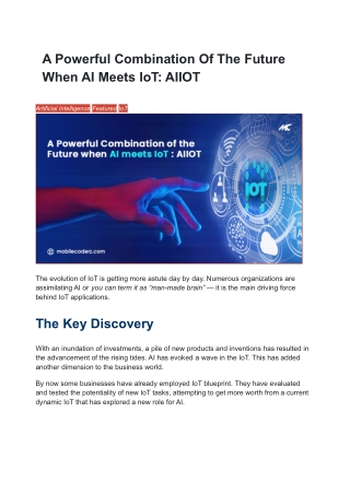 A Powerful Combination Of The Future When AI Meets IoT: AIIOT