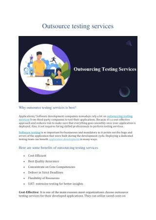 Outsource testing services | Application testing services