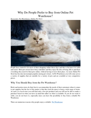 Why Do People Prefer to Buy from Online Pet Warehouse