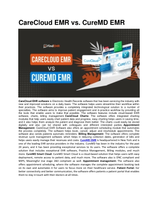CareCloud EMR vs. CureMD EMR