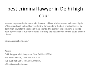 best criminal lawyer in Delhi high court