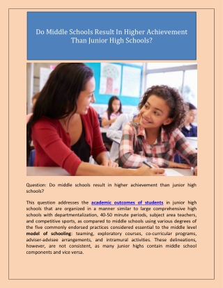 Do Middle Schools Result In Higher Achievement Than Junior High Schools?