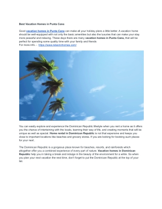 Best Vacation Homes in Punta Cana