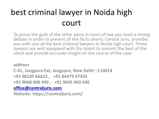 best criminal lawyer in Noida high court