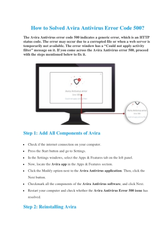 How To Fix Avira Antivirus Error 500? | Simple Steps