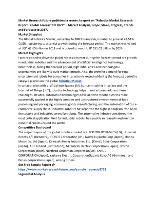Robotics Market Competitive Scenario And Investment Analysis 2027