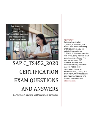 [LATEST] SAP C_TS452_2020 Certification Exam Questions and Answers