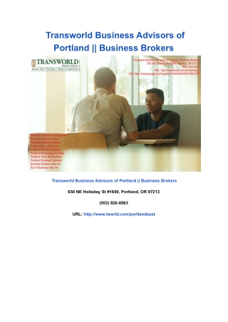 Transworld Business Advisors of Portland __ Business Brokers