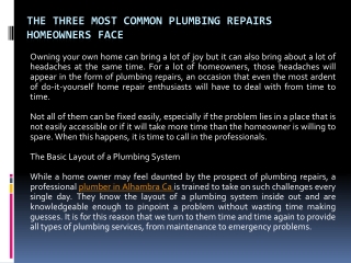 The Three Most Common Plumbing Repairs Homeowners Face