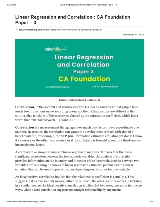 Linear Regression and Correlation CA Foundation Paper3pdf