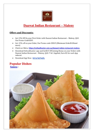 15% Off - Daawat Indian Restaurant – Maleny, QLD