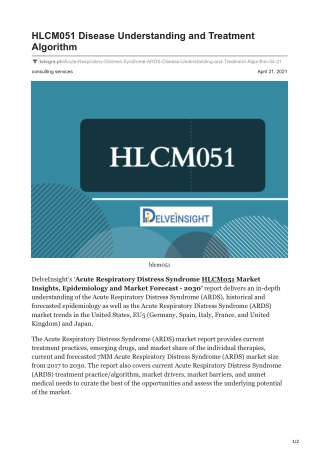 HLCM051 Disease Understanding and Treatment Algorithm