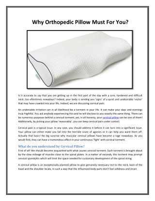 Why Orthopedic Pillow Must For Yo1