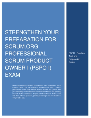 Strengthen Your Preparation for Scrum.org Professional Scrum Product Owner I (PSPO I) Exam