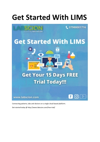 Get Started With LIMS