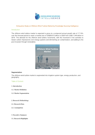 Exhaustive Study on Offshore Wind Turbine by Knowledge Sourcing Intelligence