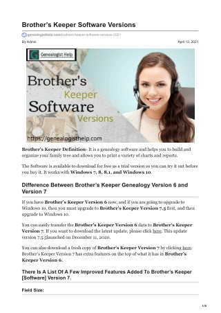 genealogisthelp.com-Brothers Keeper Software Versions