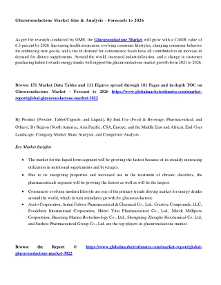 Global Glucuronolactone Market - Forecasts to 2026