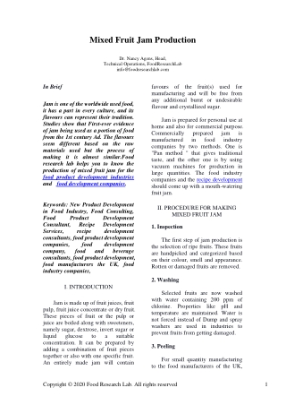 Mixed Fruit Jam process - Foodresearchlab