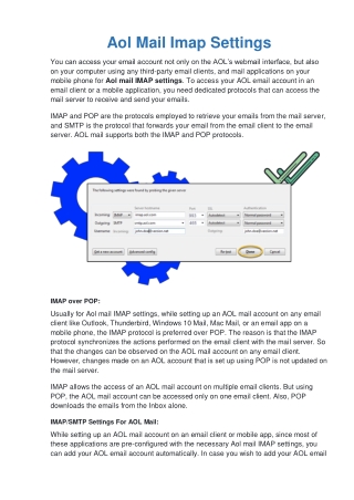 Aol Mail IMAP Settings & SMTP | Mail Settings