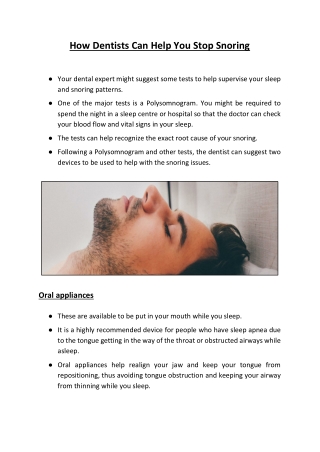 How Dentists Can Help You Stop Snoring