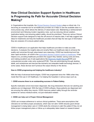 Clinical Decision Support system