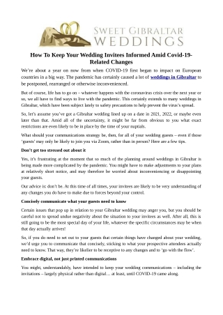 How To Keep Your Wedding Invitees Informed Amid Covid-19-Related Changes