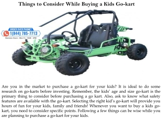 Things to Consider While Buying a Kids Go-kart