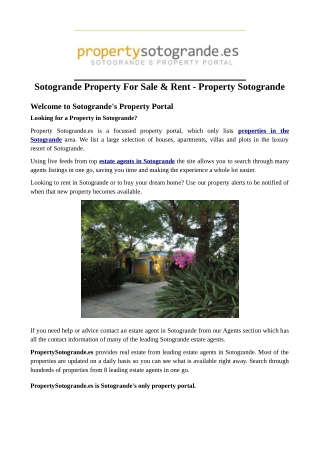 Sotogrande Property For Sale & Rent - Property Sotogrande