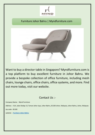 Furniture Johor Bahru | Myndfurniture.com