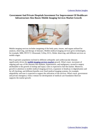 Mobile Imaging Services Market - Global Opportunity Analysis, Industry Trends an