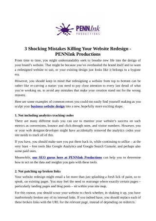 3 Shocking Mistakes Killing Your Website Redesign - PENNInk Productions