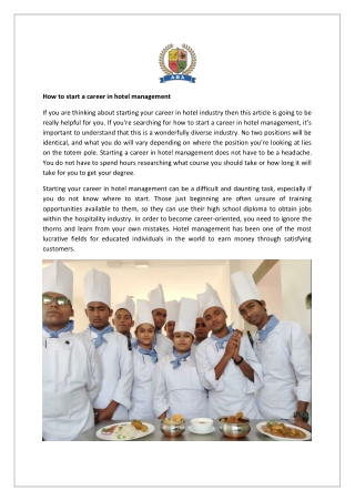 How to start a career in hotel management