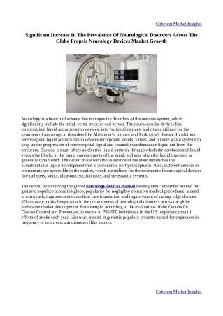 Neurology Devices Market - Global Opportunity Analysis, Industry Trends and Fore