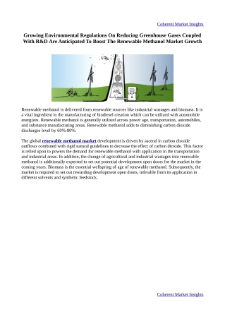 Renewable Methanol Market - Global Opportunity Analysis, Industry Trends