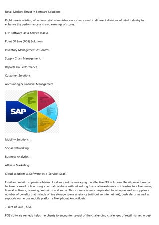 Retail Market: Thrust in Software Solutions