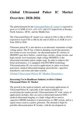 Global Ultrasound Pulser IC Market Overview