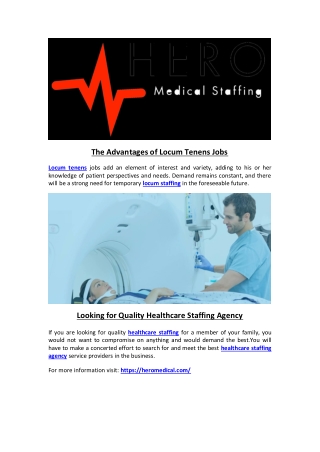 The Advantages of Locum Tenens Jobs