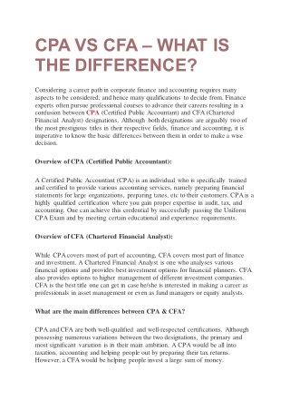 CPA VS CFA – WHAT IS THE DIFFERENCE