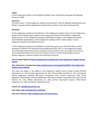 In Vitro Diagnostics Quality Control Market