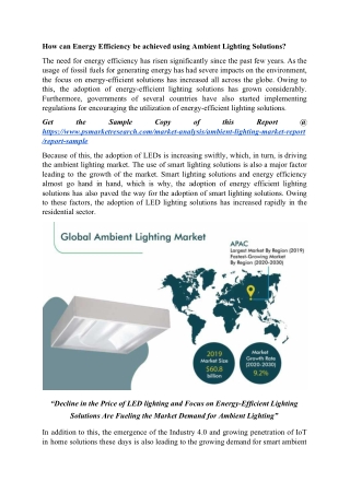 Ambient Lighting Market Technological Advancements, Evolving Industry Trends