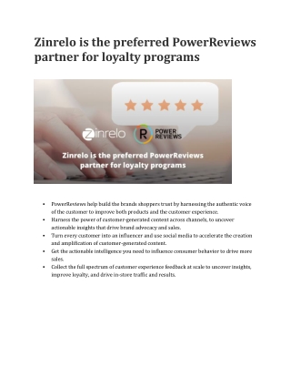 Zinrelo is the preferred PowerReviews partner for loyalty programs