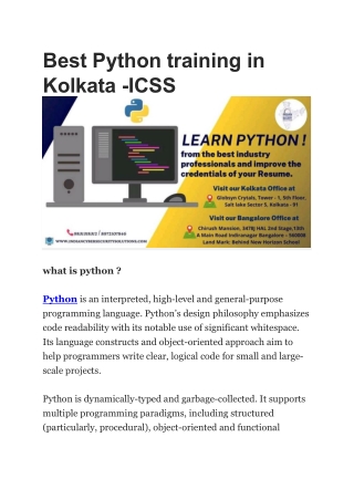 Best Python training in Kolkata