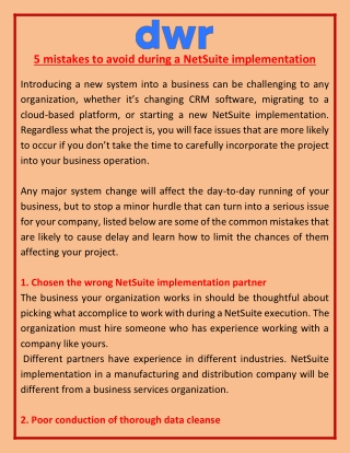 5 mistakes to avoid during a NetSuite implementation