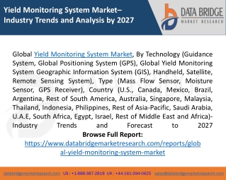 Yield Monitoring System Market Trends, Analysis, Key Players and Forecast 2027