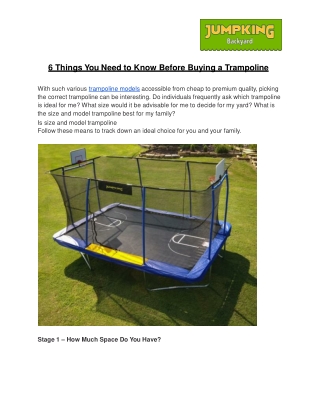 6 Things You Need to Know Before Buying a Trampoline