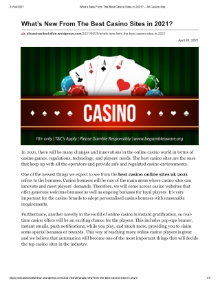 What’s New From The Best Casino Sites in 2021?