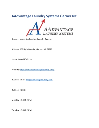 AAdvantage Laundry Systems Garner NC