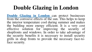 Double Glazing London
